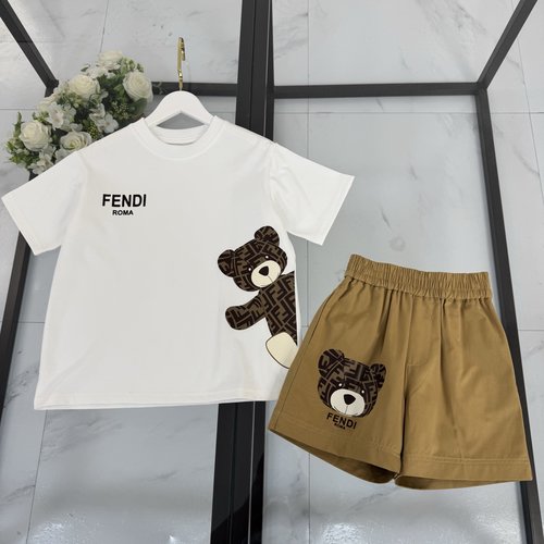 Fendi Unisex Premium Kids Bear Printed Cotton Set