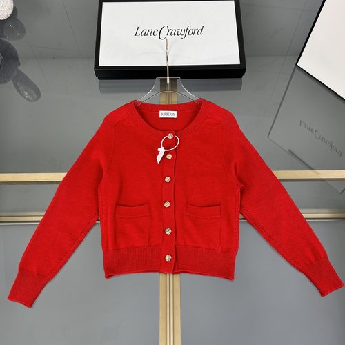 Burberry Kids Wool Blend Red Cardigan with Sleeve Detail