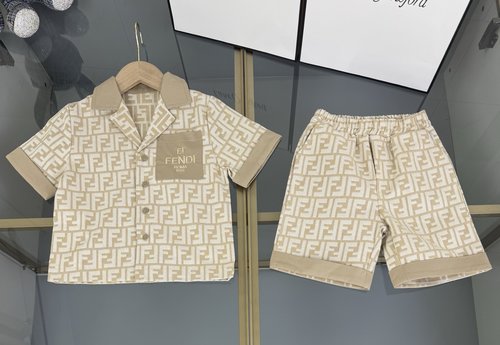 Fendi Kids Denim Set with All-Over Embroidery 