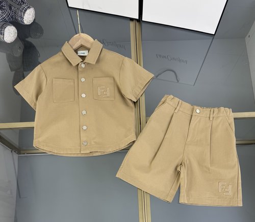 Fendi Kids Premium Cotton Jacquard Set with Letter Embroidery