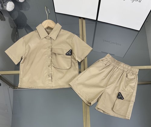 Prada High-end Unisex Kids Co-ord Set, Custom Woven Cotton, Comfy & Stylish 