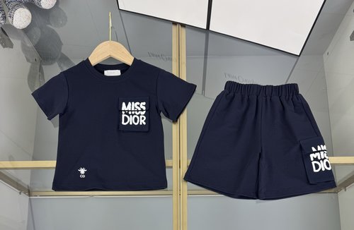 Dior Kids Cotton Letter-Print Tee & Cargo Shorts Set