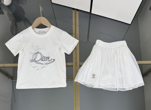 Dior Girls Designer Skirt Set: Cotton Top & Tulle Skirt