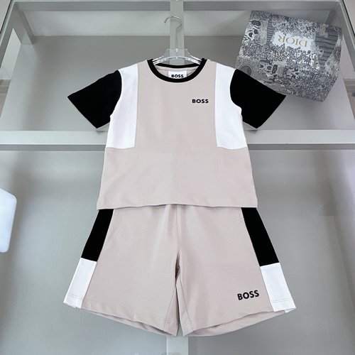 Boss Unisex Kids Cotton Set with Logo & Color Block