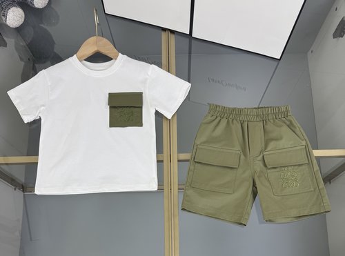 Loewe Kids Cotton Set with Patch Pockets & Woven Shorts
