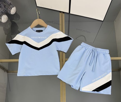 Armani Kids Striped Contrast Cotton Set, Comfy & Stylish 