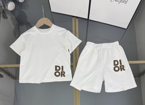 Dior Kids Letter Print Cotton Set, Comfortable & Stylish