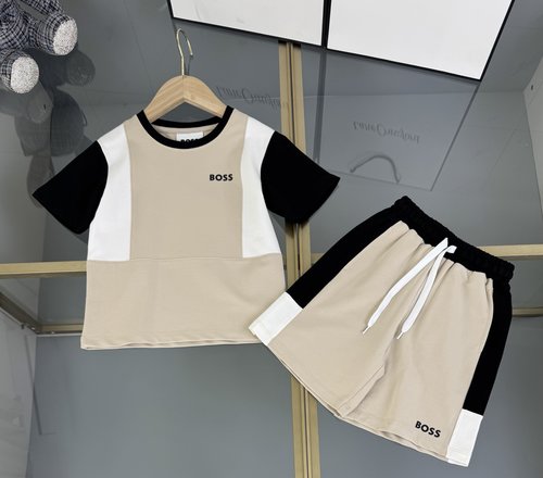 Boss Kids Premium Cotton Set with Logo & Color Block Design
