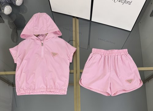 Prada Girls High-End Comfortable Woven Cotton Skort Set