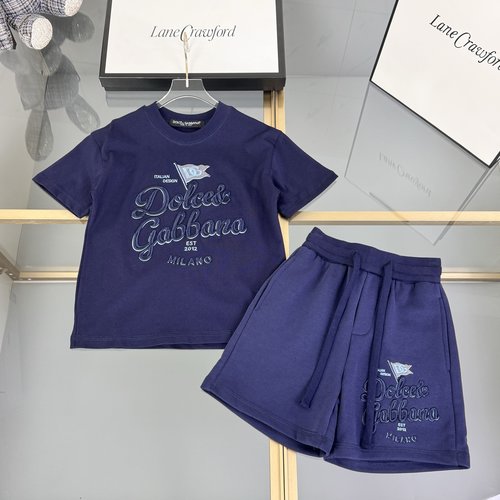 D & G Toddler Kids Premium Navy Cotton Set with Embroidered Letters