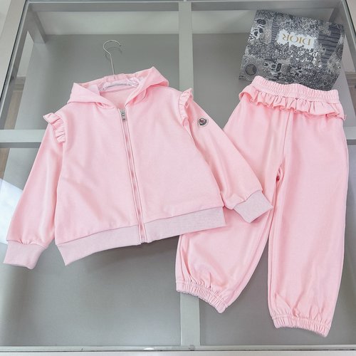 Moncler Girls Pink Ruffled Comfortable 2-Piece Set