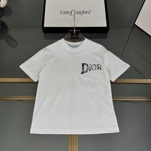 Dior Kids Premium Cotton T-Shirt with Letter Embroidery