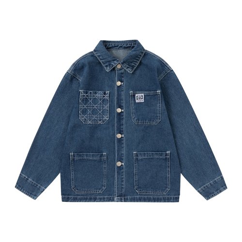 Dior Kids Workwear Denim Jacket with Embroidery & Cannage